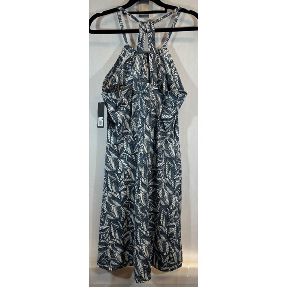 NWT Eddie Bauer Women L Sleeveless Harmony Dress Ombre Blue Simple Palm C6 - Picture 7 of 11